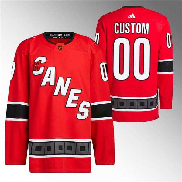 Men's Carolina Hurricanes Custom Red 2022-23 Reverse Retro Stitched Jersey-0
